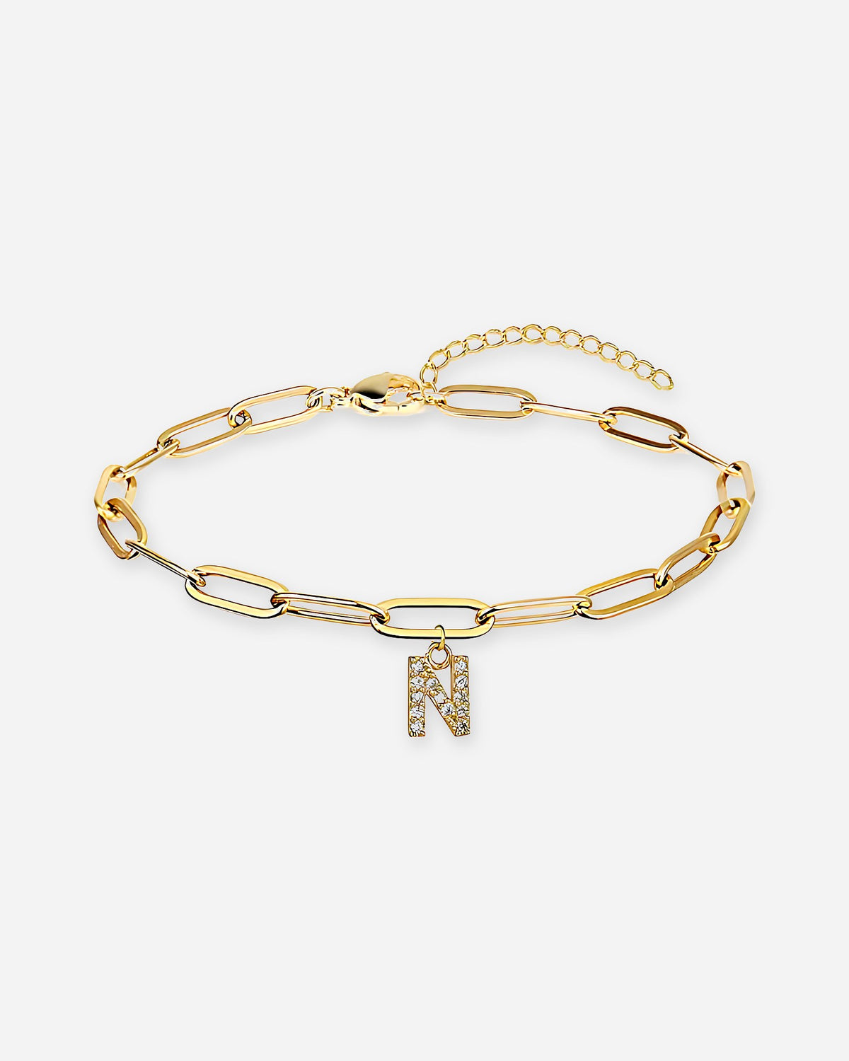 Gold Initial Paperclip Bracelet