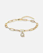 Gold Initial Paperclip Bracelet