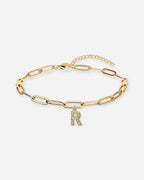 Gold Initial Paperclip Bracelet