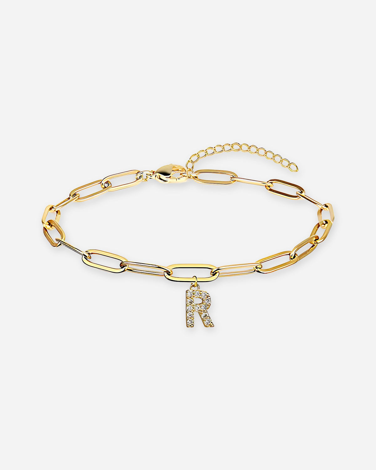 Gold Initial Paperclip Bracelet