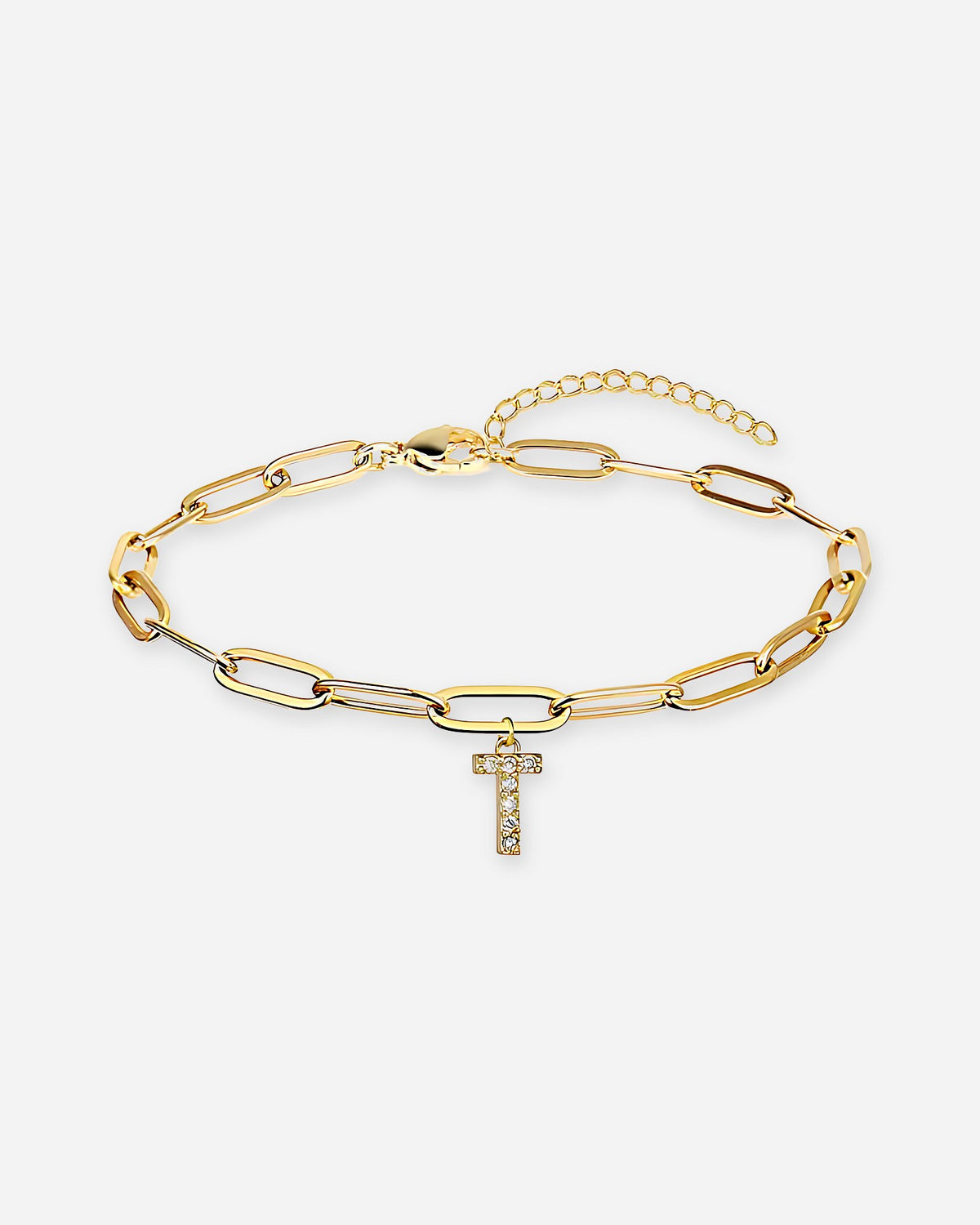 Gold Initial Paperclip Bracelet