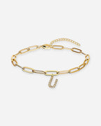 Gold Initial Paperclip Bracelet