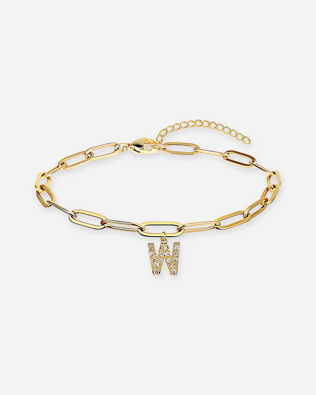 Gold Initial Paperclip Bracelet