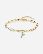 Gold Initial Paperclip Bracelet