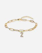 Gold Initial Paperclip Bracelet