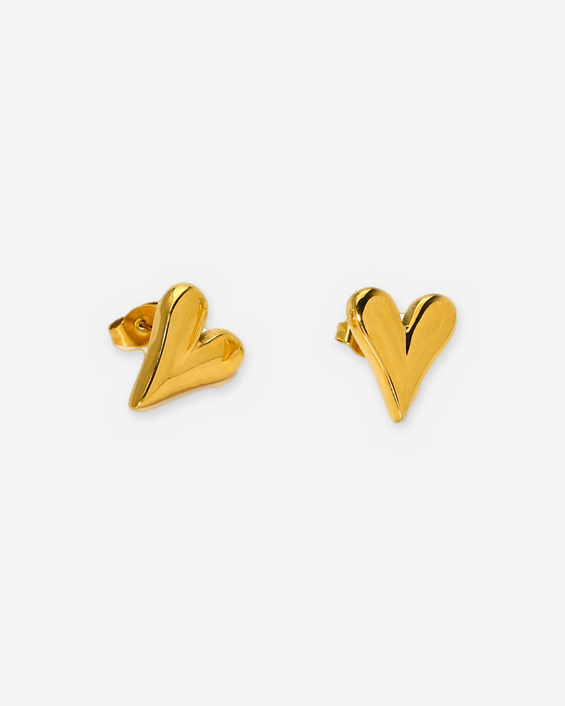 Gold Heart Stud Earrings