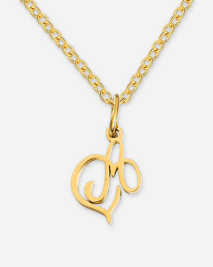 Heart Script Initial Necklace