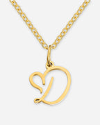Heart Script Initial Necklace