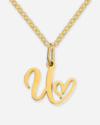 Heart Script Initial Necklace