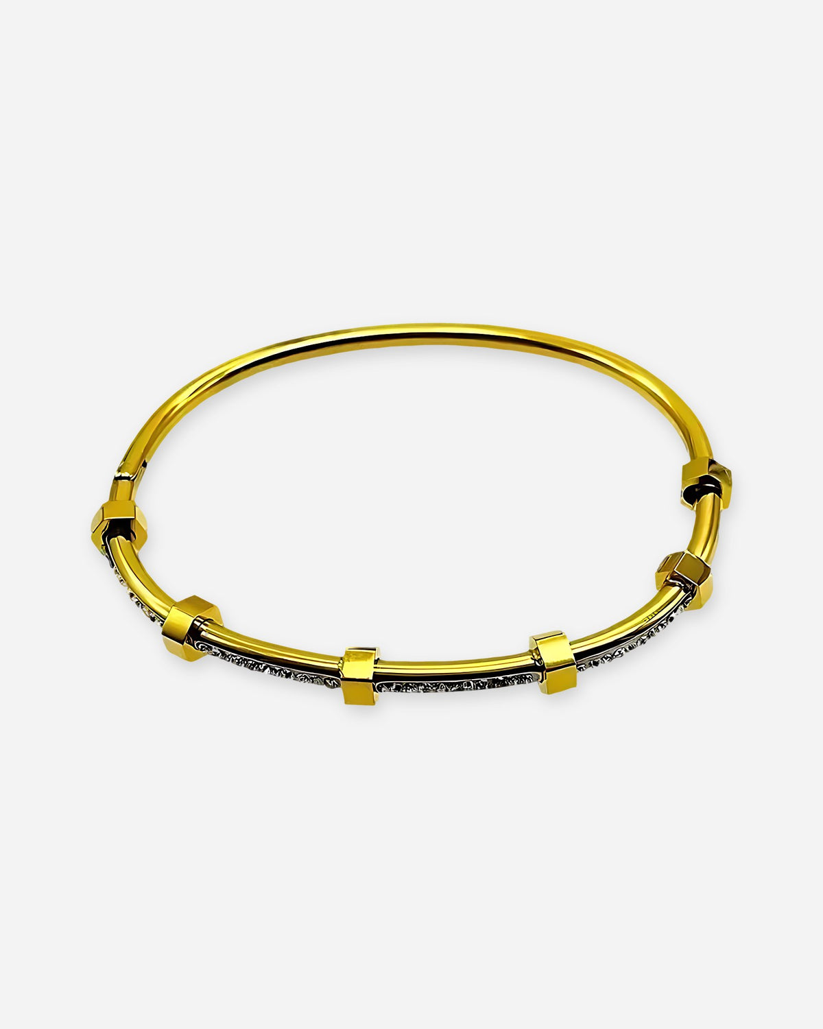 Hexagon Nut Open Cuff Bangle