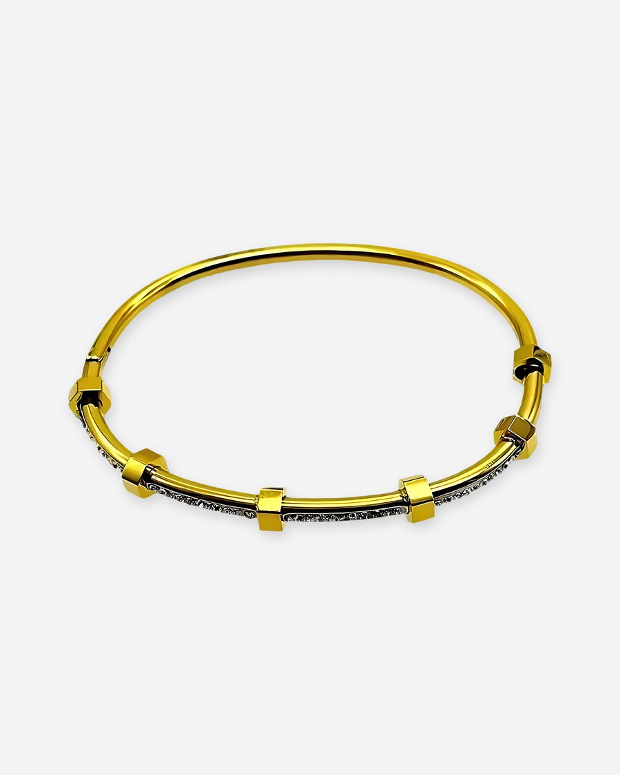 Hexagon Nut Open Cuff Bangle