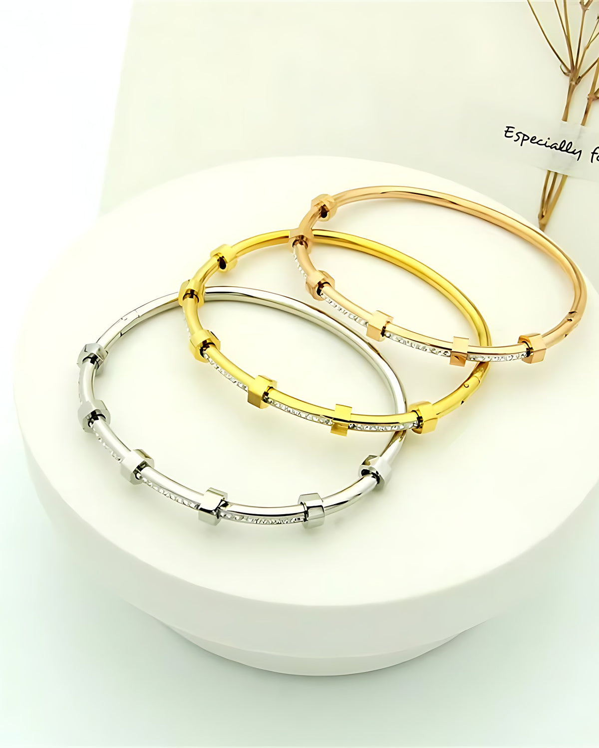Hexagon Nut Open Cuff Bangle