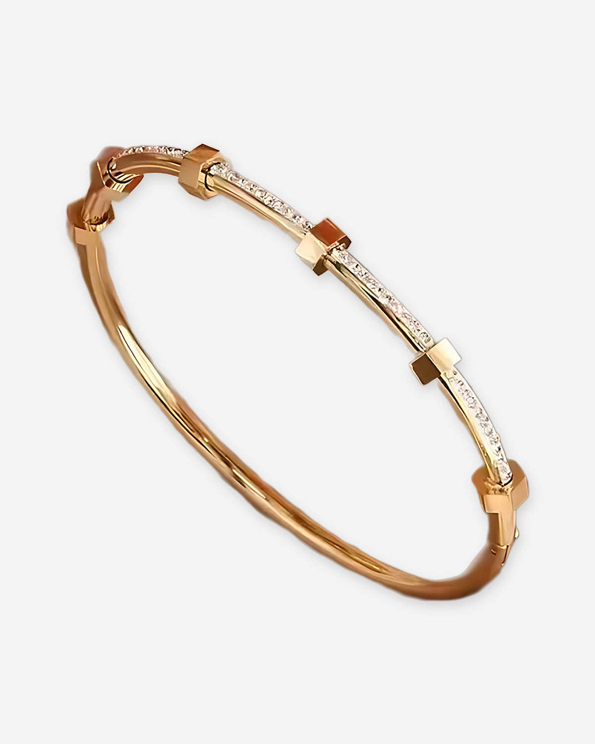 Hexagon Nut Open Cuff Bangle
