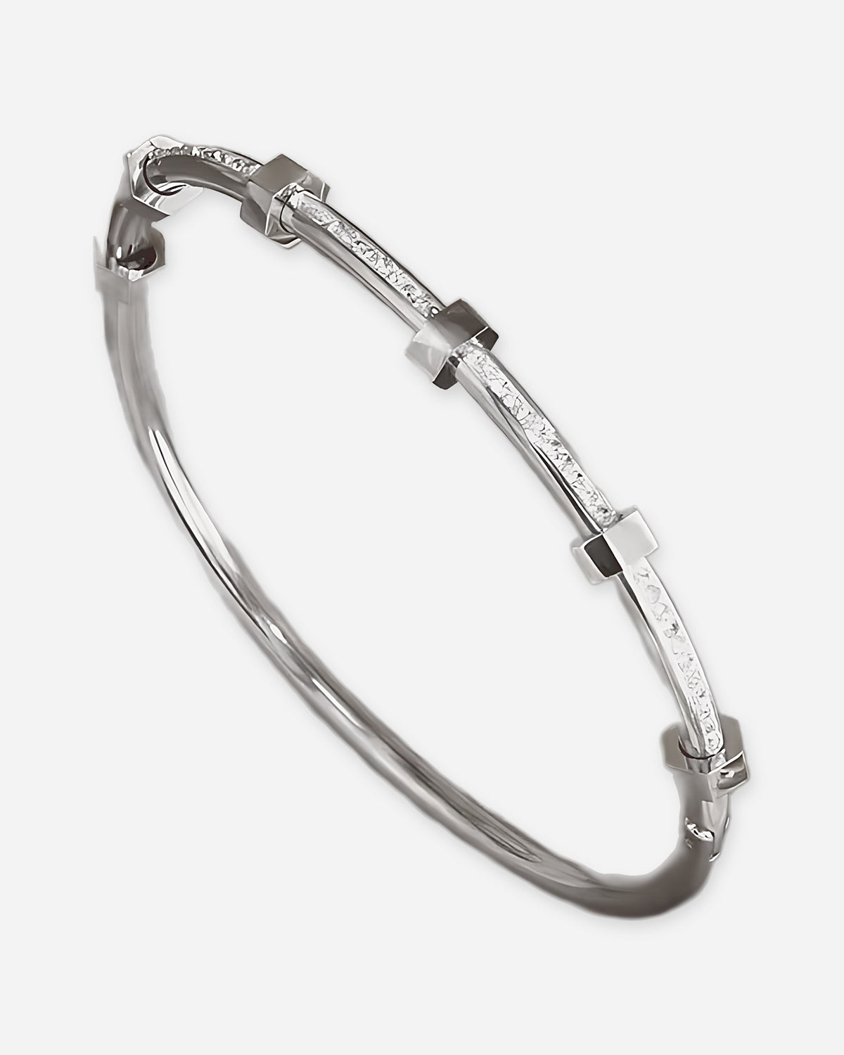 Hexagon Nut Open Cuff Bangle