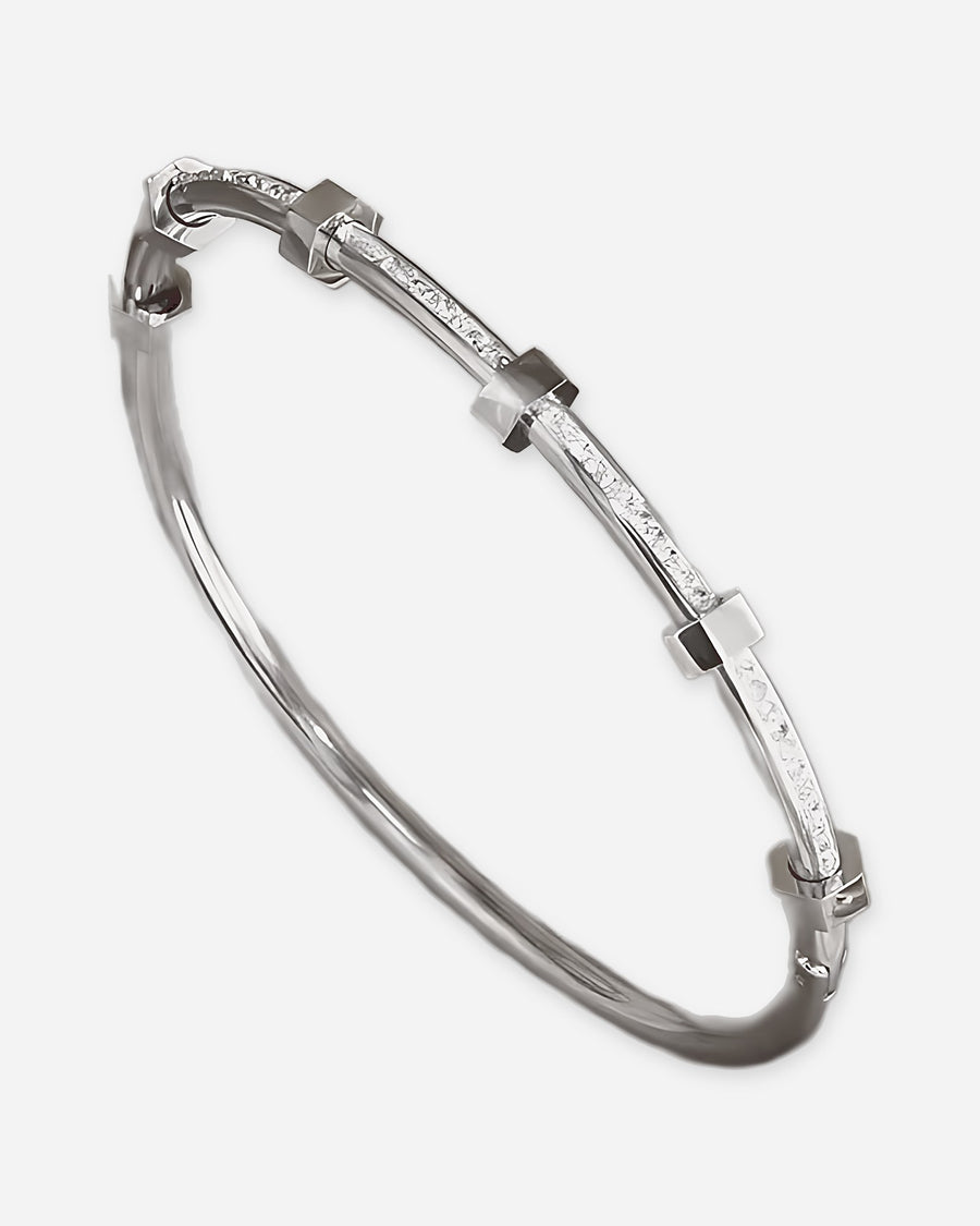 Hexagon Nut Open Cuff Bangle