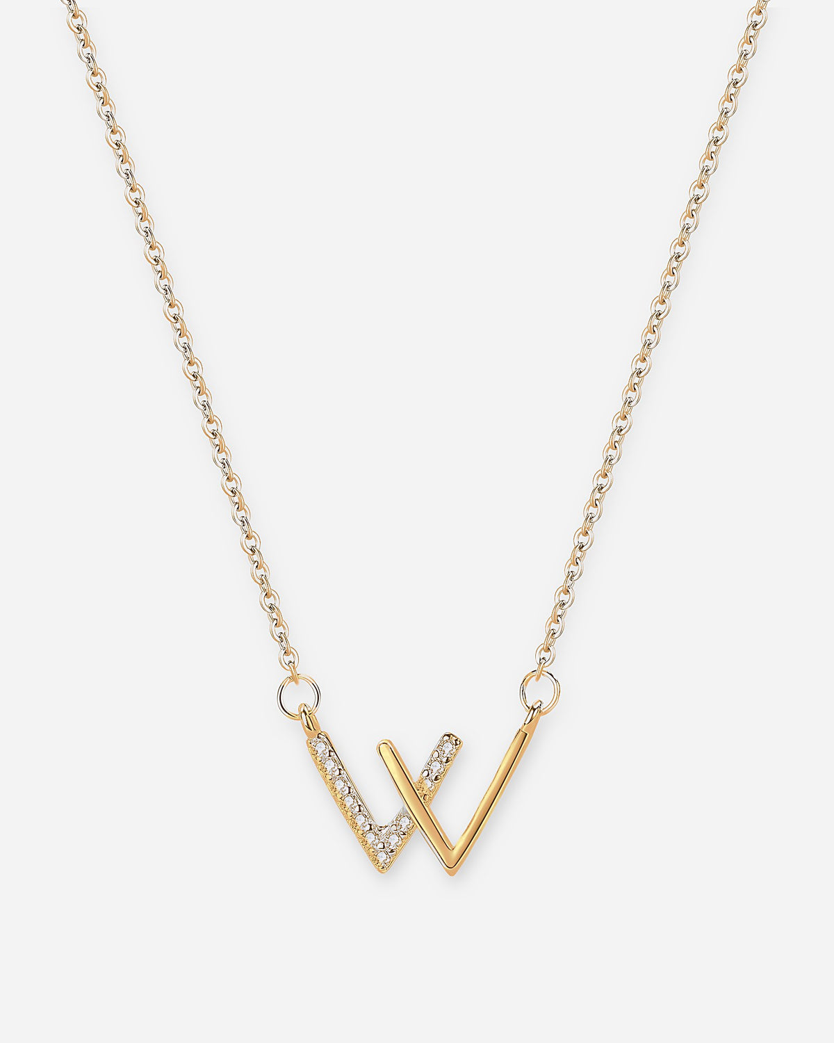 W Initial Necklace – 925 Silver CZ