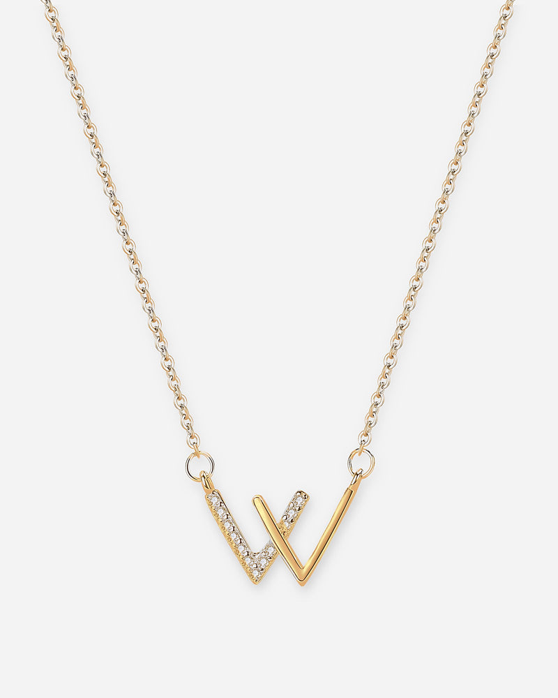 W Initial Necklace – 925 Silver CZ