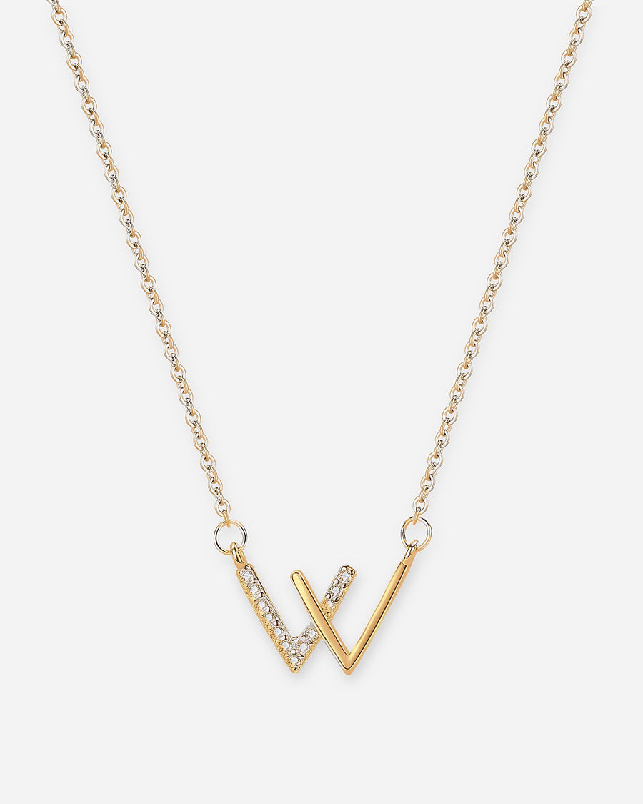 W Initial Necklace – 925 Silver CZ