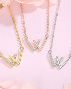 W Initial Necklace – 925 Silver CZ