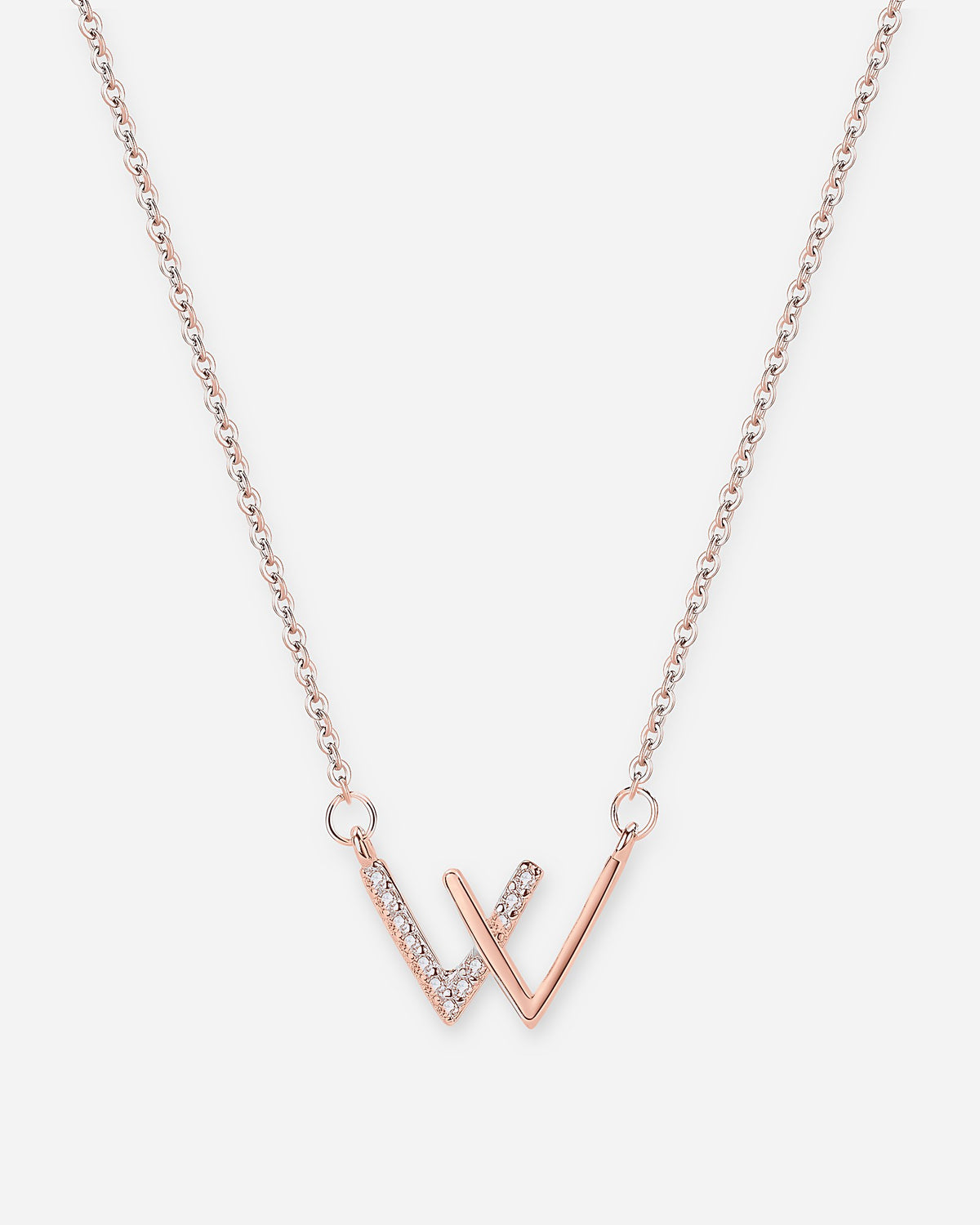 W Initial Necklace – 925 Silver CZ