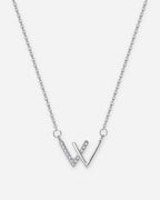 W Initial Necklace – 925 Silver CZ