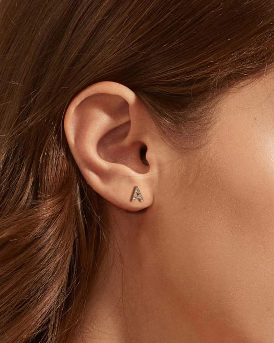 Pavé Initial Stud Earrings
