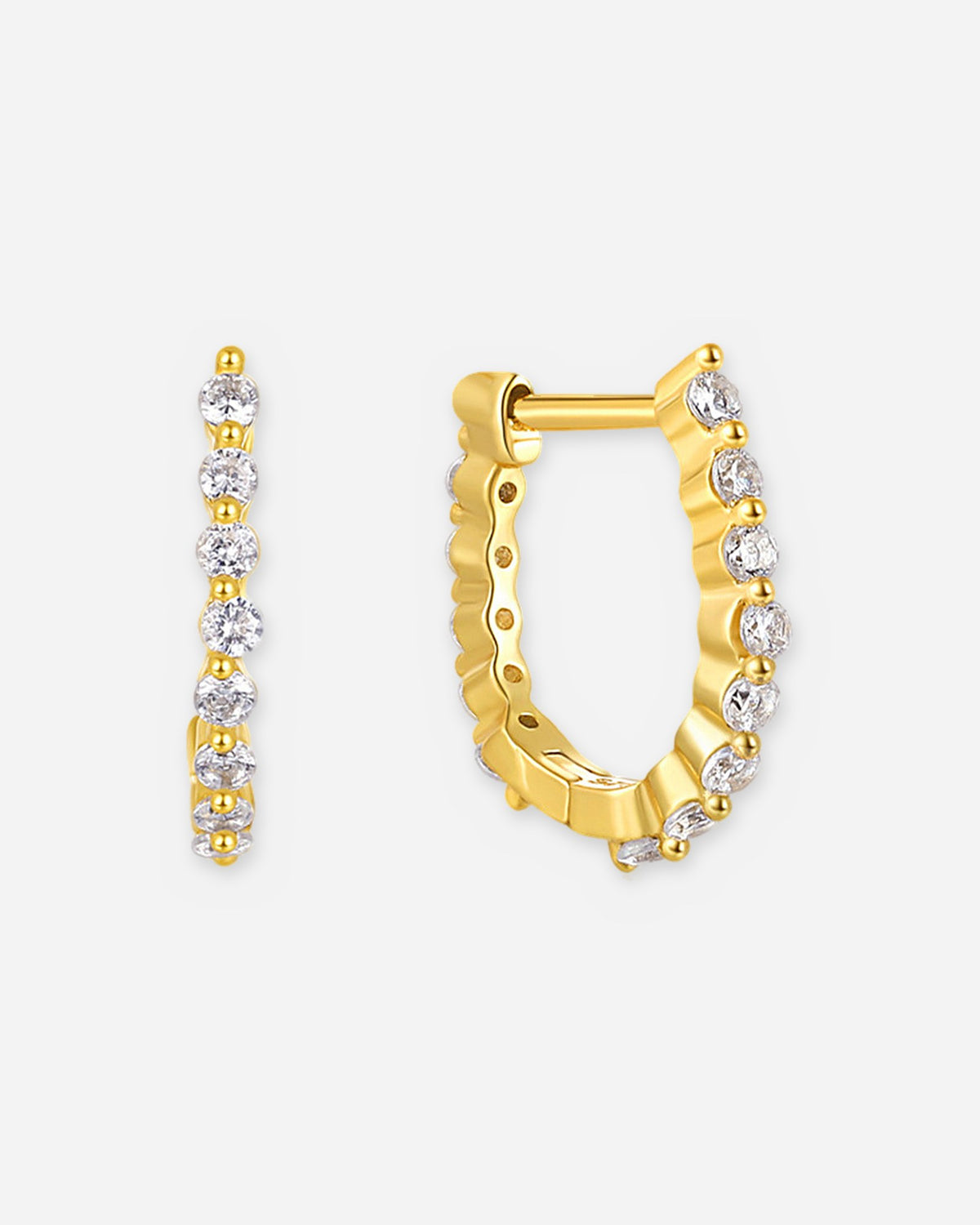 Gold CZ Huggie Hoop Earrings