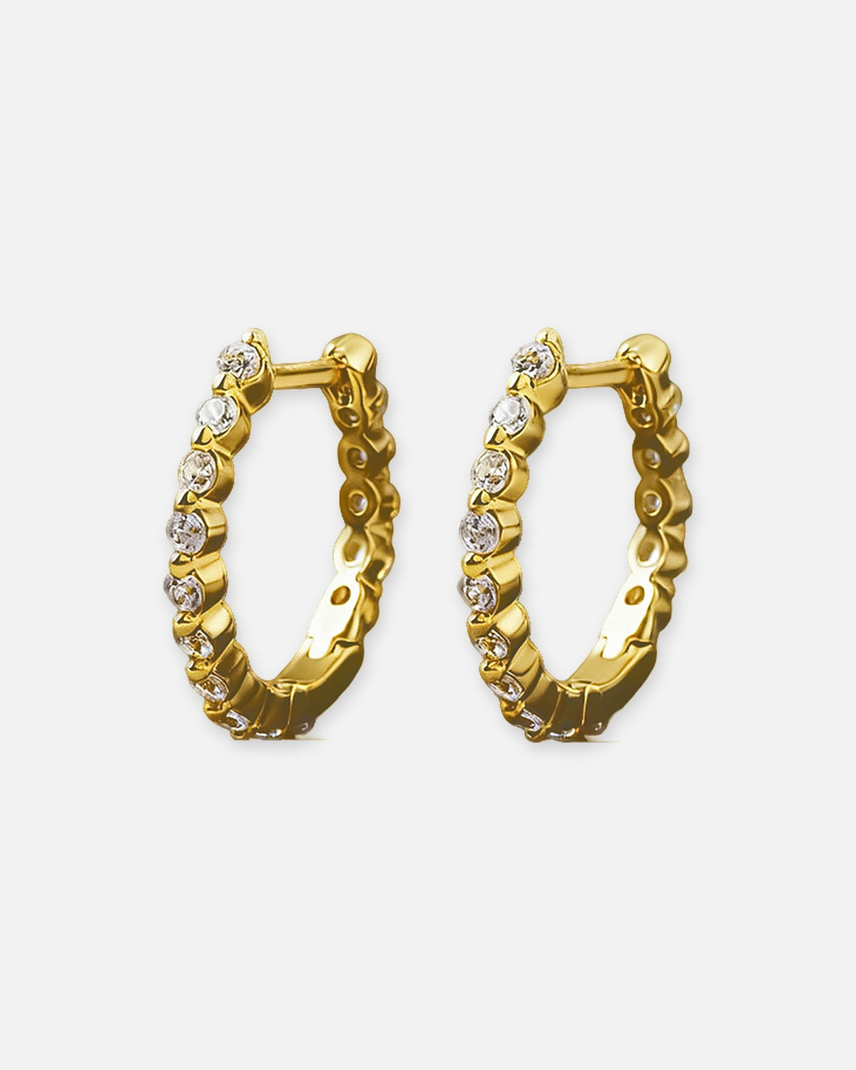 Gold CZ Huggie Hoop Earrings