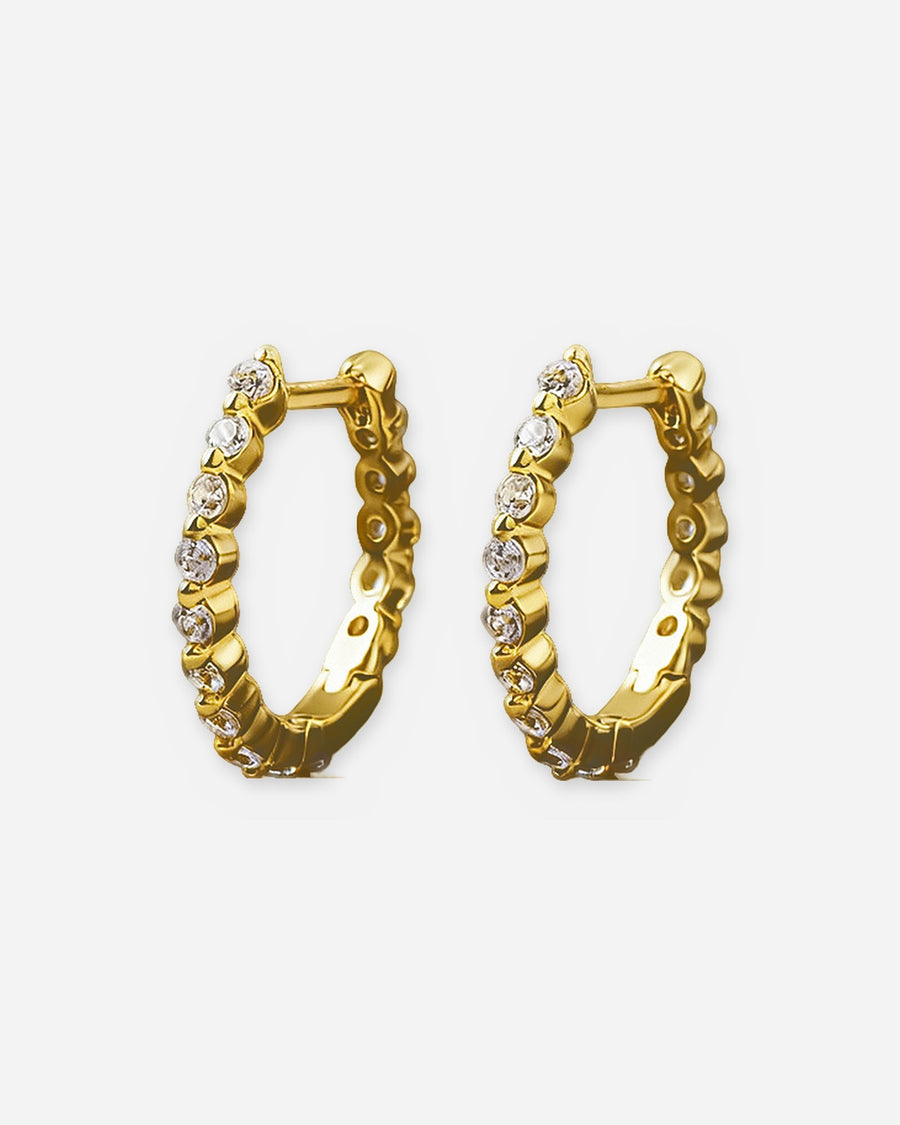 Gold CZ Huggie Hoop Earrings