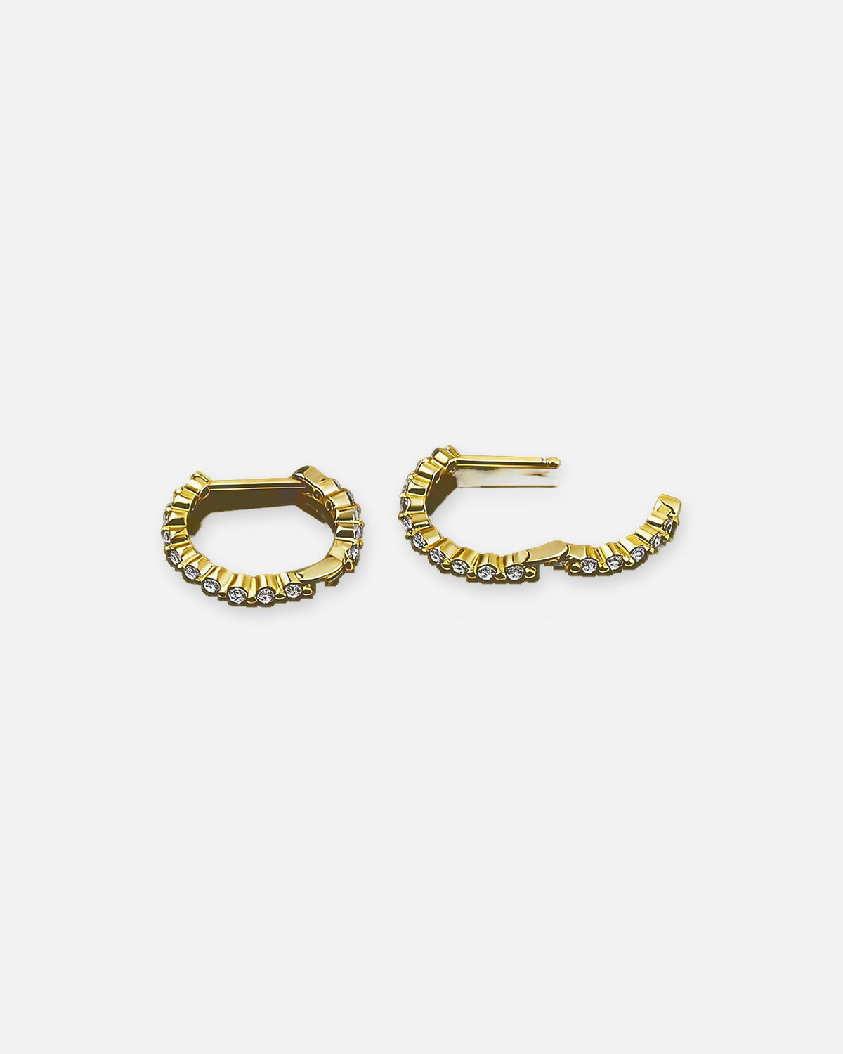 Gold CZ Huggie Hoop Earrings