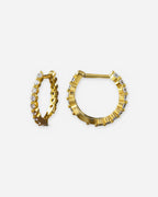 Gold CZ Huggie Hoop Earrings