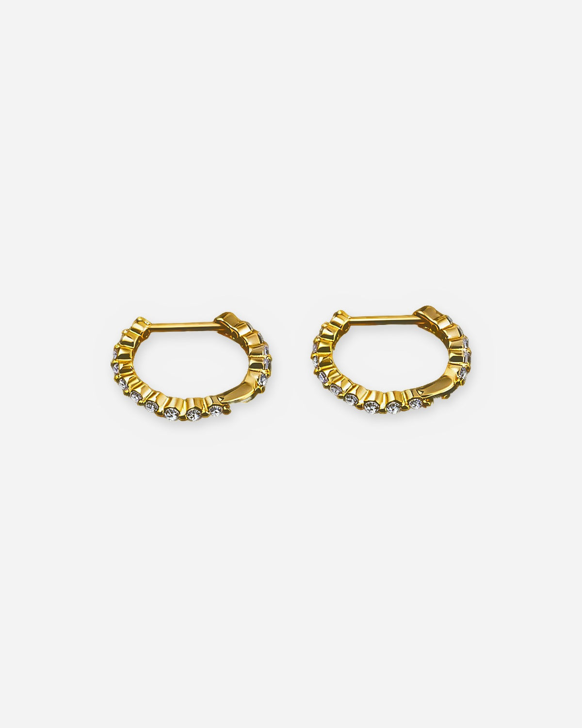 Gold CZ Huggie Hoop Earrings
