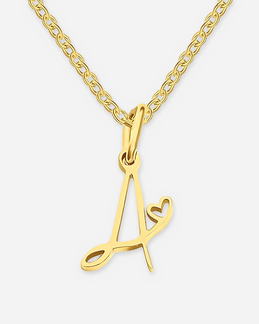 Cursive Initial Heart Necklace