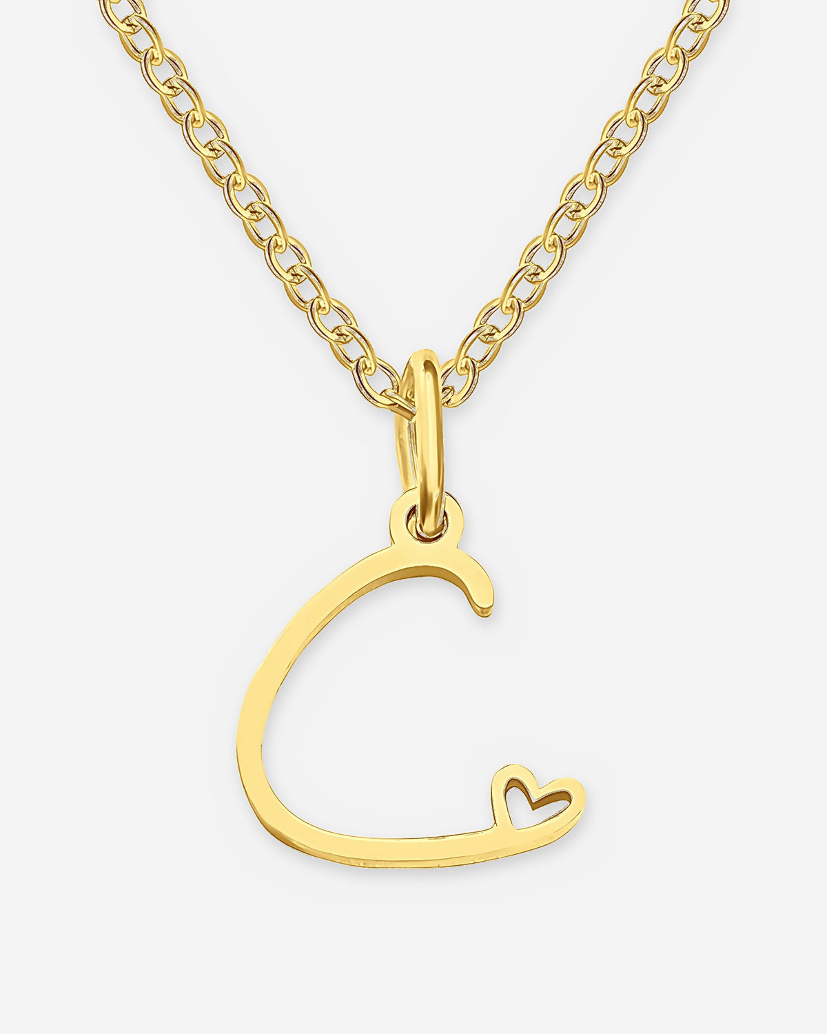 Cursive Initial Heart Necklace