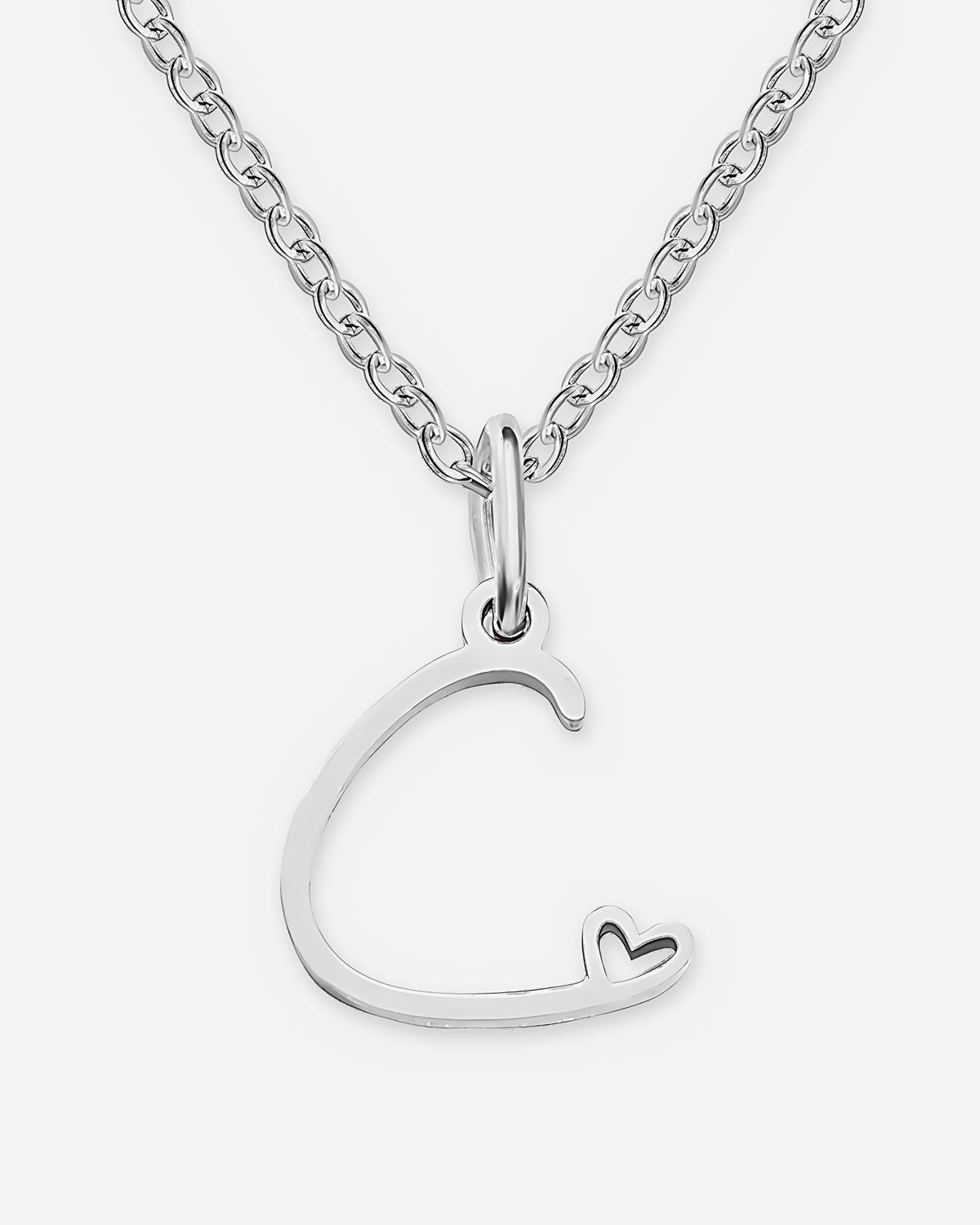 Cursive Initial Heart Necklace