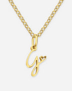 Cursive Initial Heart Necklace
