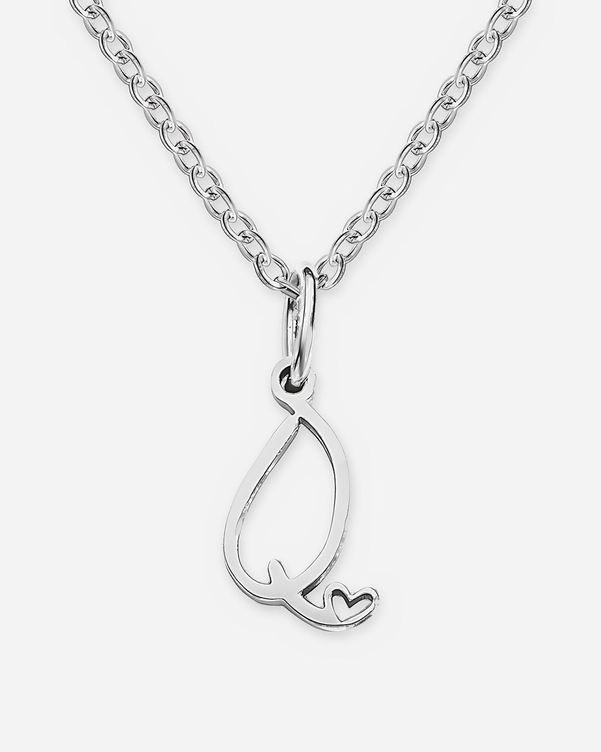 Cursive Initial Heart Necklace