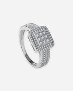 Square Pavé Sterling Silver Ring