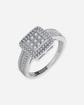 Square Pavé Sterling Silver Ring