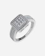 Square Pavé Sterling Silver Ring