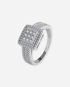 Square Pavé Sterling Silver Ring