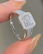 Square Pavé Sterling Silver Ring