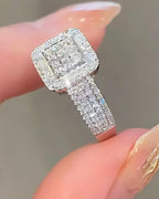 Square Pavé Sterling Silver Ring
