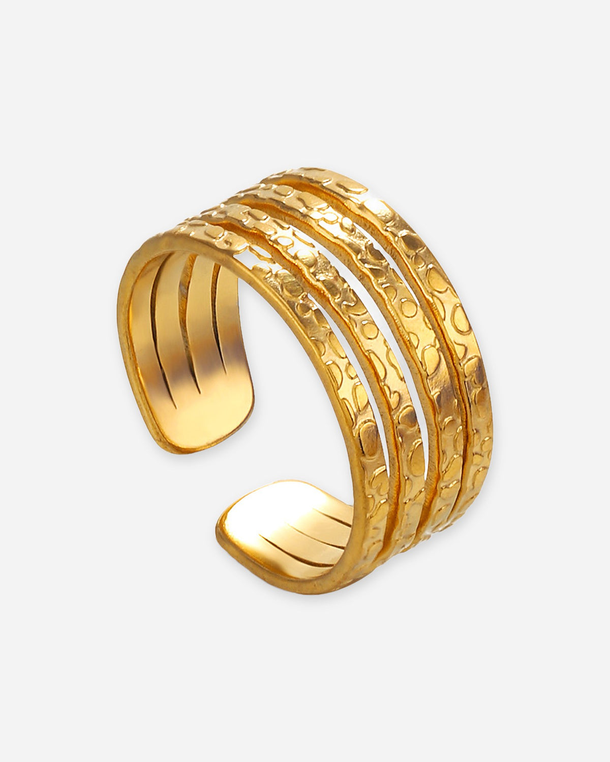 Textured Multi-Line Open Ring