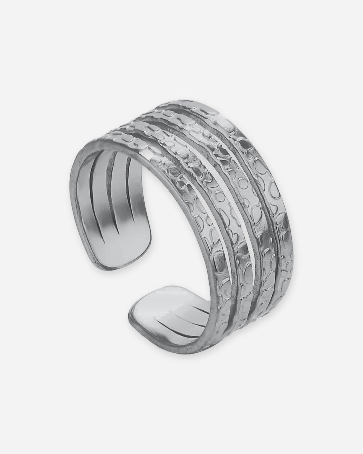 Textured Multi-Line Open Ring
