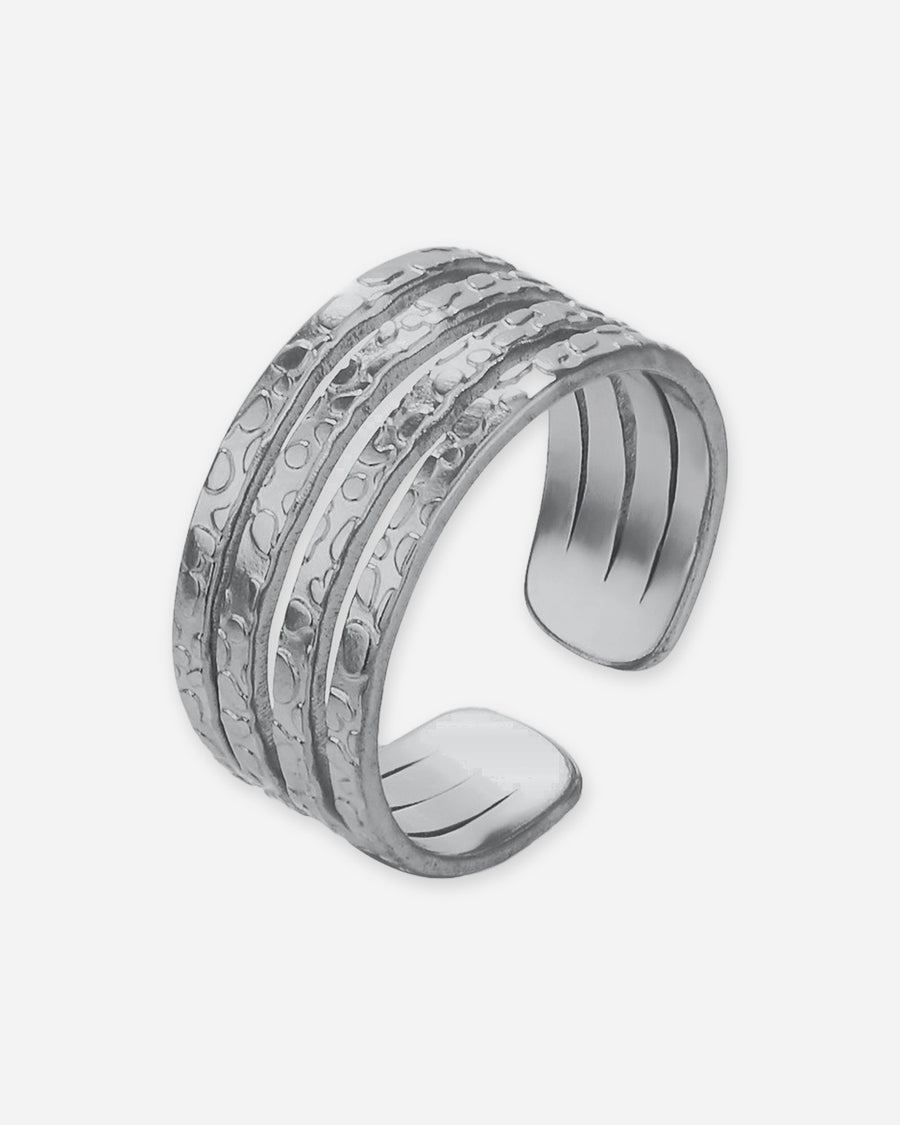 Textured Multi-Line Open Ring